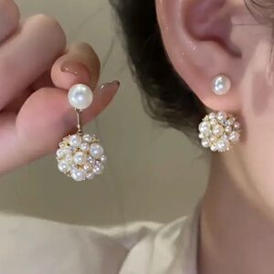 Elegant Pearl and Gold Cluster Earrings